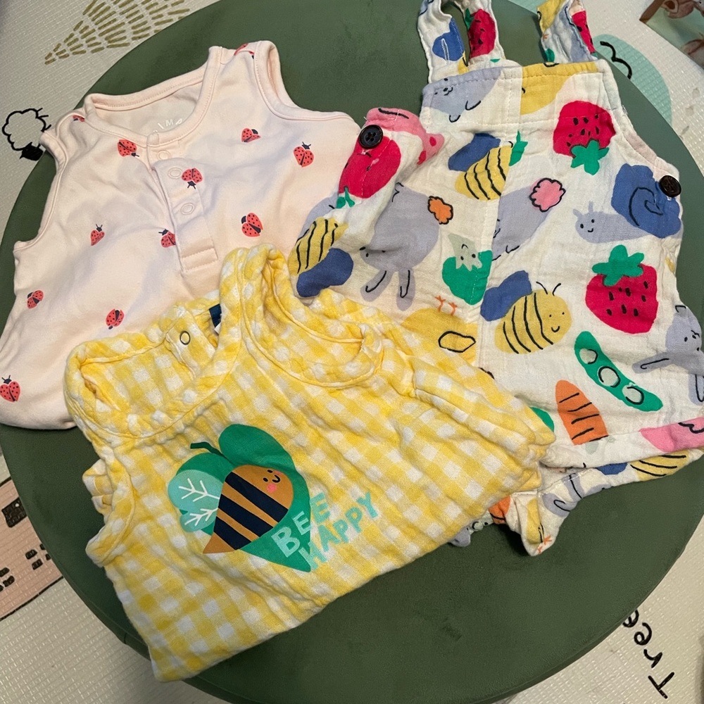 Baby Rompers in Pink, Yellow, and Multicolor